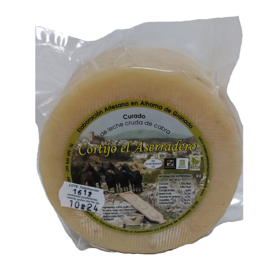Queso Curado de Leche Cruda de Cabra "Cortijo el Aserradero" | Cooperativa Agroalimentaria Los Tajos de Alhama de Granada